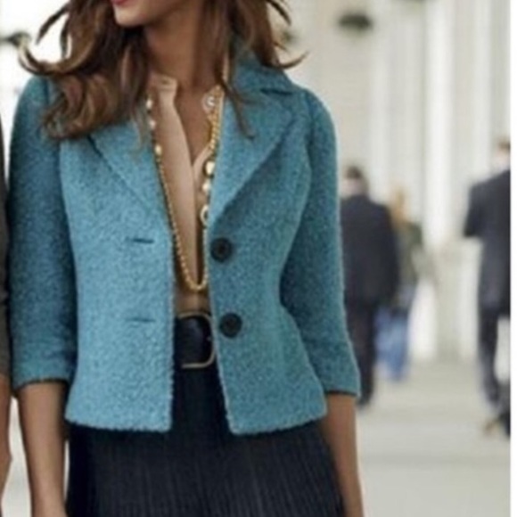 CAbi Jackets & Blazers - CAbi Boucle teal soft wool blend 2 jacket/blazer 6